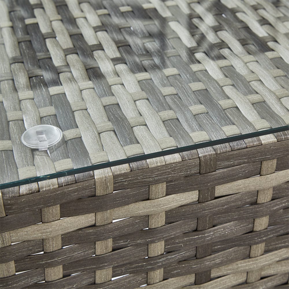 Lotus 9 Seater Rattan Garden Furniture Recliner Cube Sofa Set with Fire Pit Option