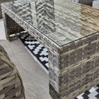 Lotus 9 Seater Rattan Garden Furniture Recliner Cube Sofa Set with Fire Pit Option