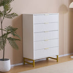 Mercury Ridged 5 Drawers Chset Storage Cabinet In White