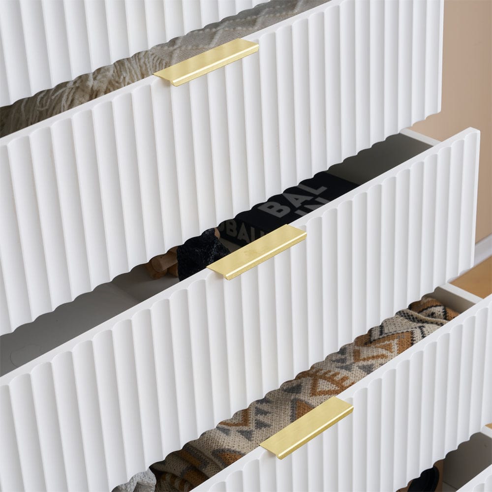 Mercury Ridged 5 Drawers Chset Storage Cabinet In White