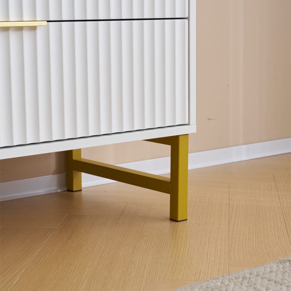 Mercury Ridged 5 Drawers Chset Storage Cabinet In White