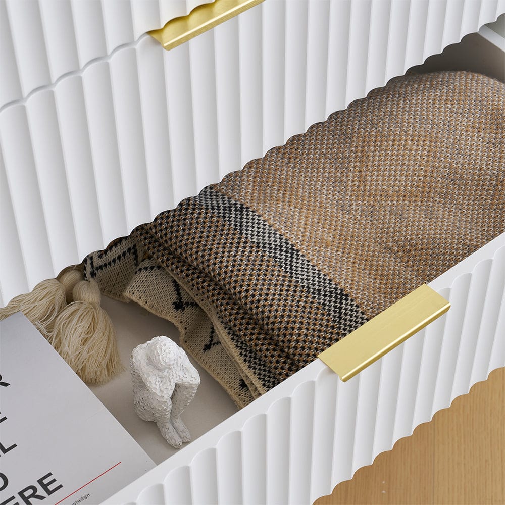 Mercury Ridged 5 Drawers Chset Storage Cabinet In White