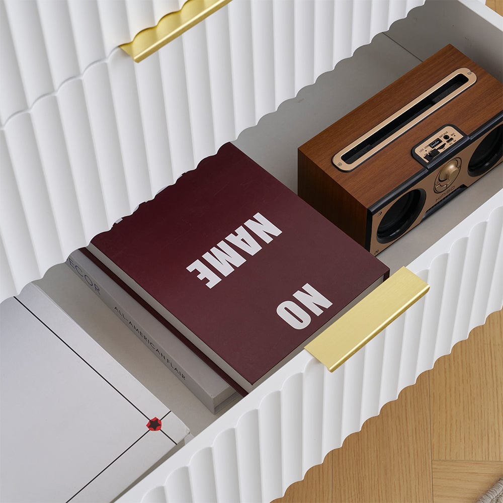 Mercury Ridged 5 Drawers Chset Storage Cabinet In White