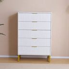 Mercury Ridged 5 Drawers Chset Storage Cabinet In White