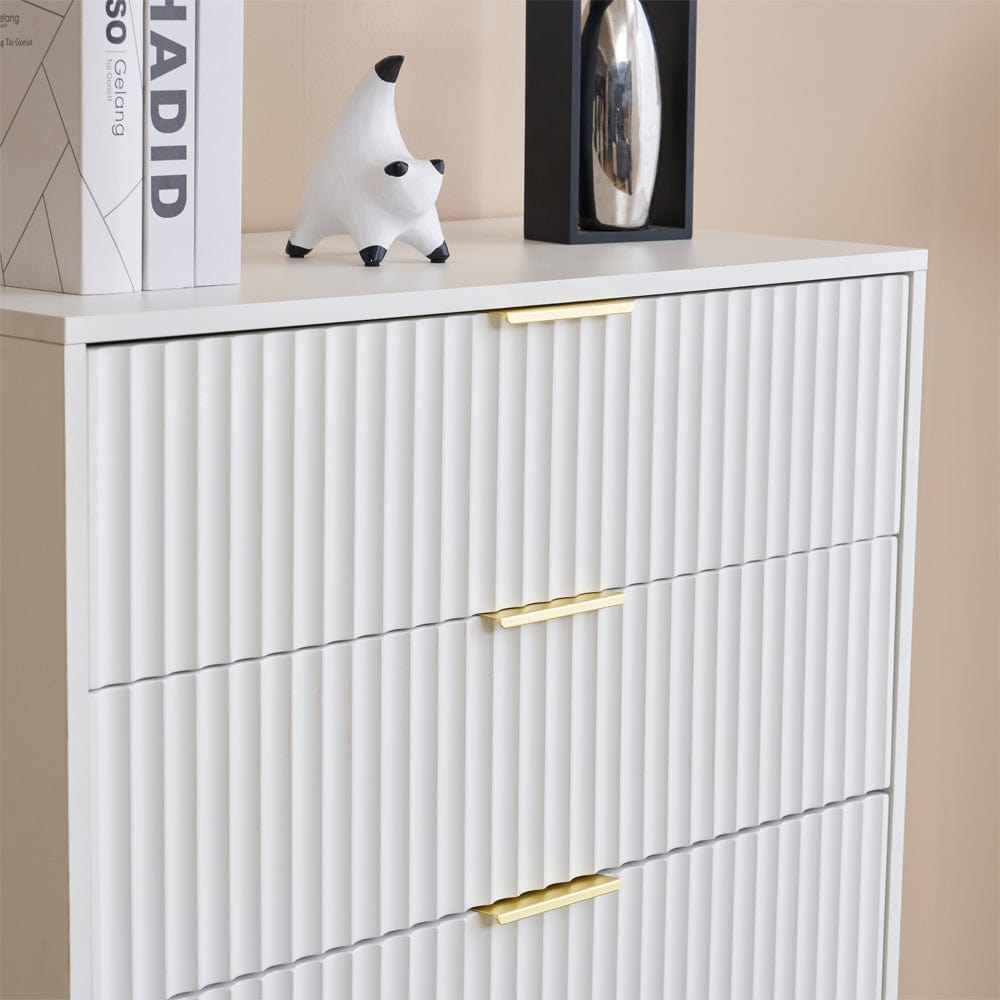 Mercury Ridged 5 Drawers Chset Storage Cabinet In White