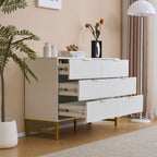 Mercury Ridged 6 Drawers Chest Beside Storage Cabinet In White