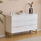Mercury Ridged 6 Drawers Chest Beside Storage Cabinet In White