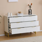 Mercury Ridged 6 Drawers Chest Beside Storage Cabinet In White