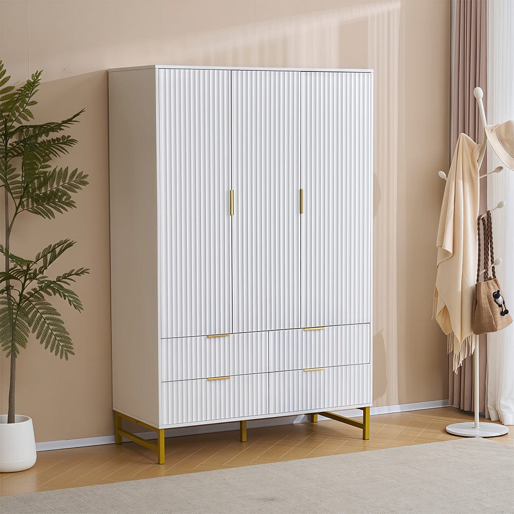 Mercury Ridged 4 Piece  Bedroom Set Wardrobe Chest