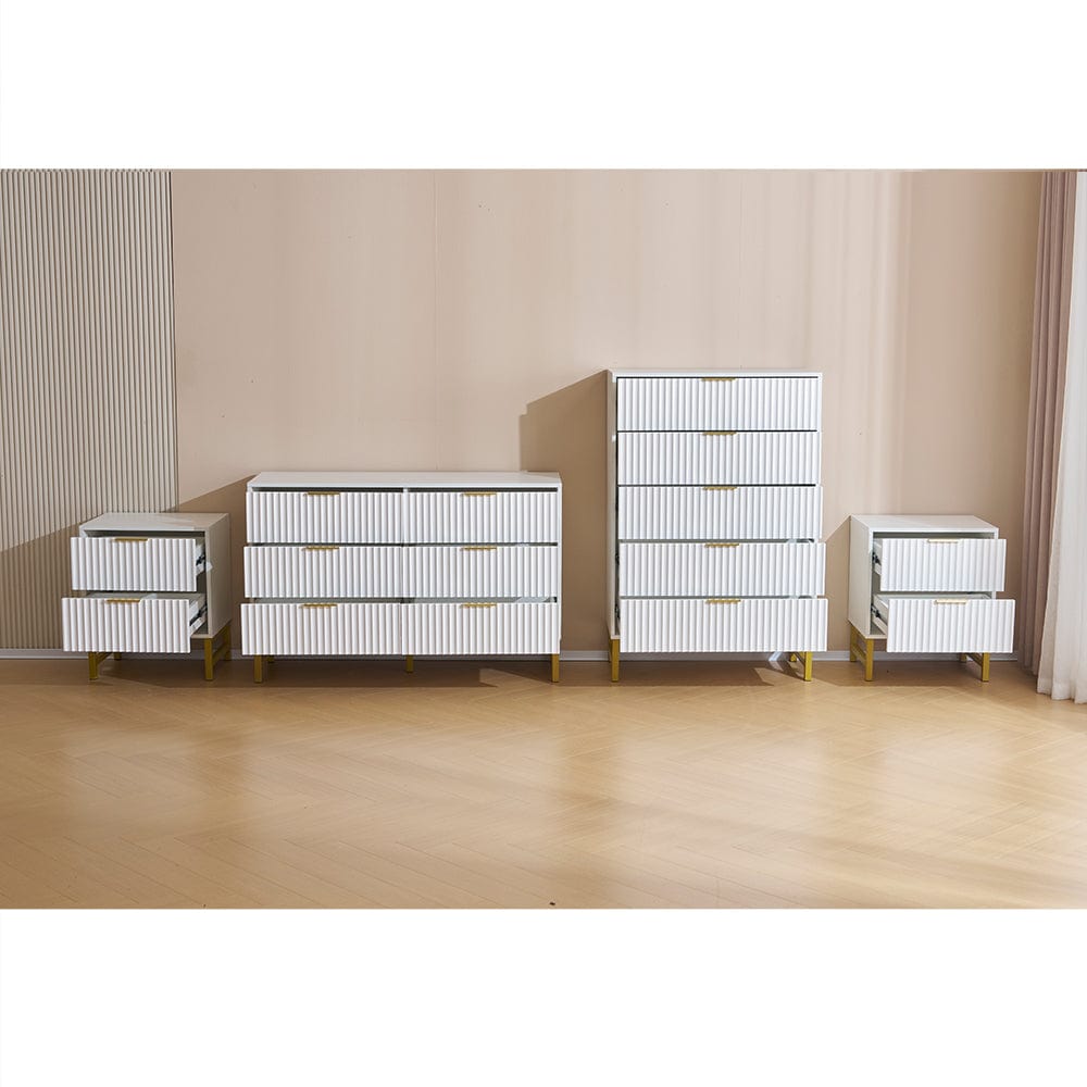 Mercury Ridged 4 Piece  Bedroom Set With Chest And Bedside Tables