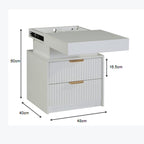 Mercury Ridged Beside Storage Cabinet Bedside Table with Light Strip and Rechargeable Plug