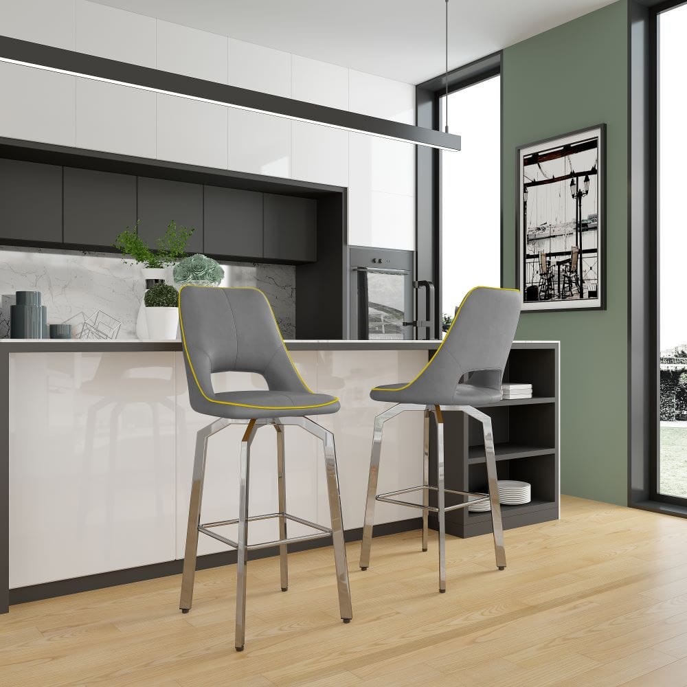 Set Of 2 Milo PU Swivel Bar Stool