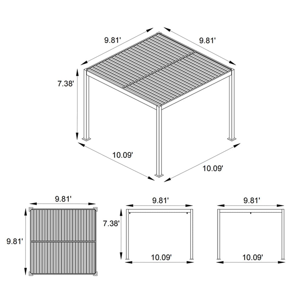 Berlin Outdoor Garden Patio Aluminium Pergola with Roof and Led Lighting