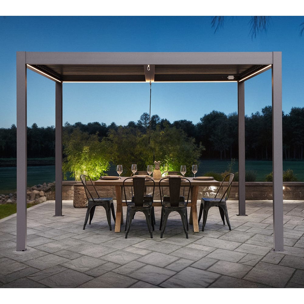 Berlin Outdoor Garden Patio Aluminium Pergola with Roof and Led Lighting