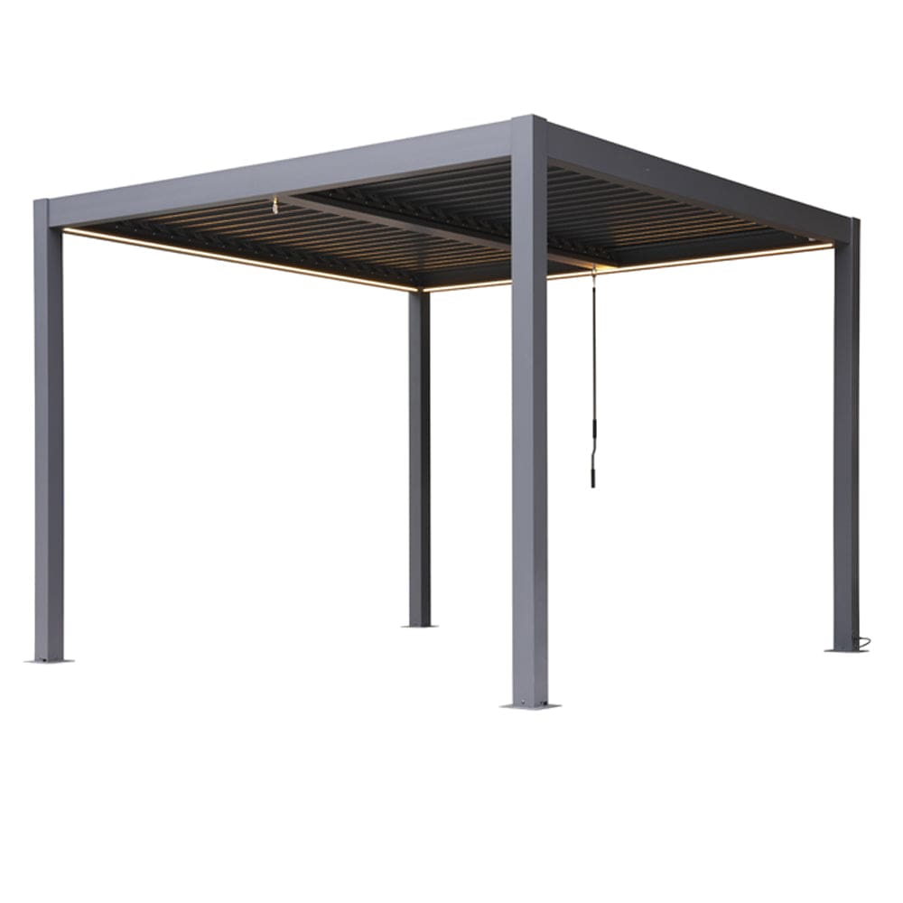 Berlin Outdoor Garden Patio Aluminium Pergola with Roof and Led Lighting