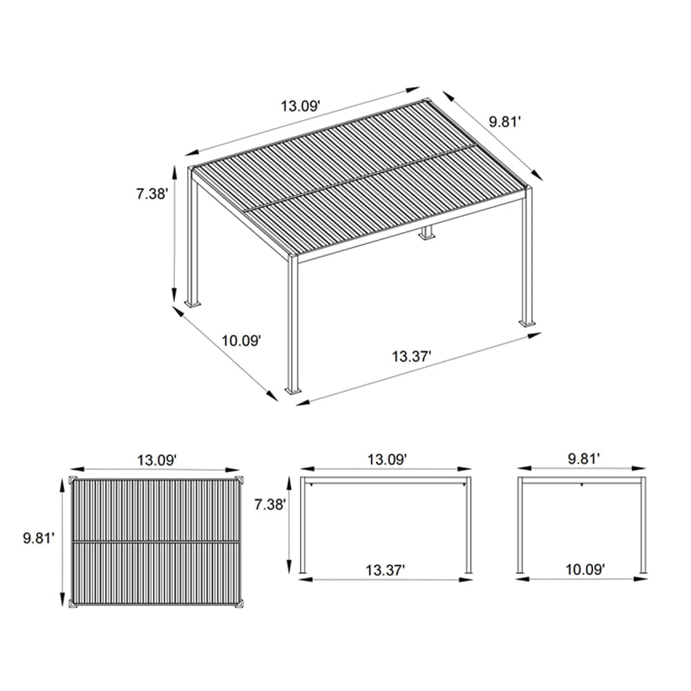 Berlin Outdoor Garden Patio Aluminium Pergola with Roof and Led Lighting