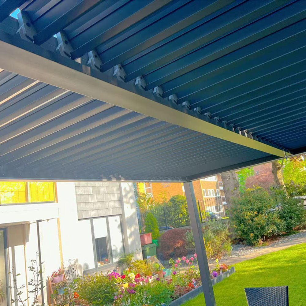 Berlin Outdoor Garden Patio Aluminium Pergola with Roof and Led Lighting