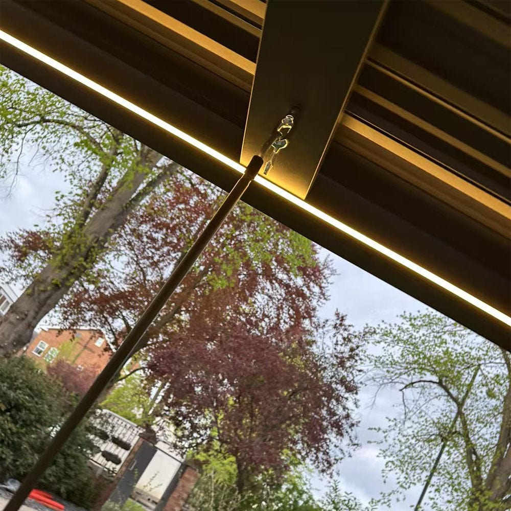 Berlin Outdoor Garden Patio Aluminium Pergola with Roof and Led Lighting