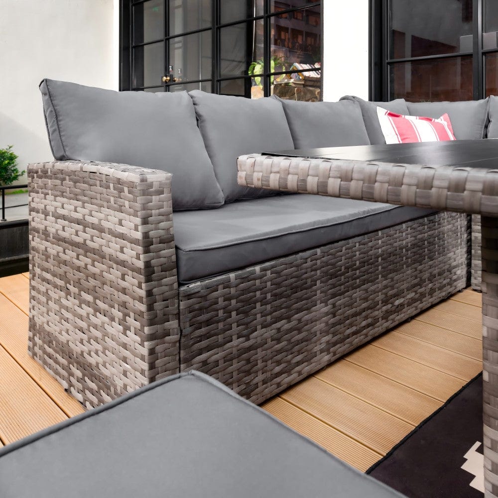 Rosen 11 Seater Rattan Garden Furniture Fire Pit Dining Corner Sofa Cube Set