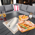 Rosen 11 Seater Rattan Garden Furniture Fire Pit Dining Corner Sofa Cube Set