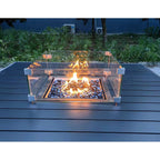 Rosen 11 Seater Rattan Garden Furniture Fire Pit Dining Corner Sofa Cube Set