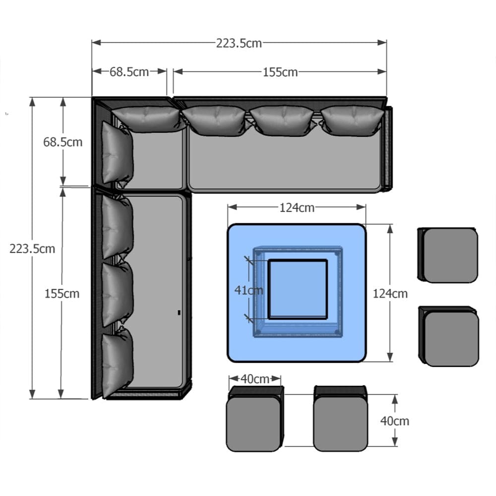 Rosen 11 Seater Rattan Garden Furniture Fire Pit Dining Corner Sofa Cube Set