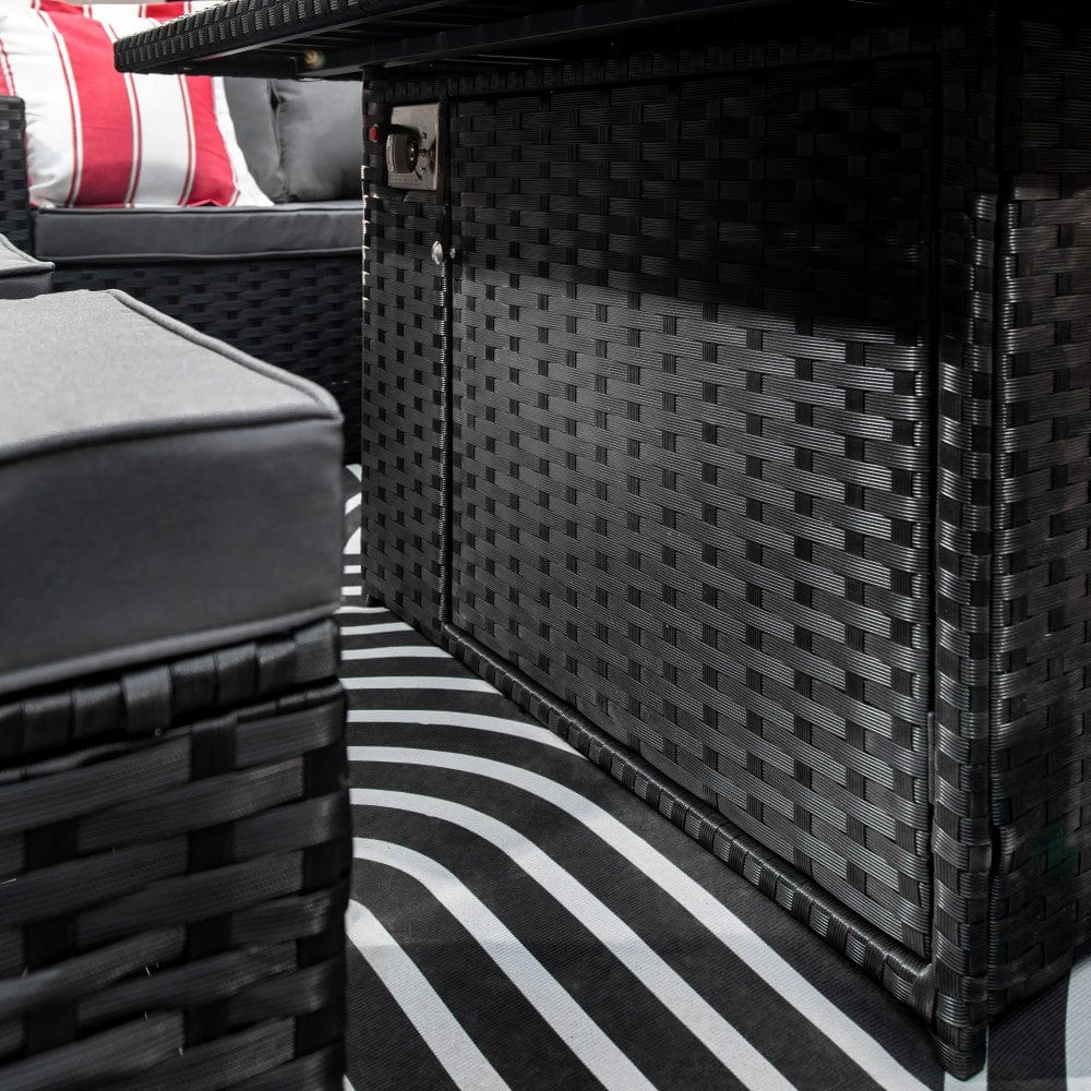 Rosen 11 Seater Rattan Garden Furniture Fire Pit Dining Corner Sofa Cube Set