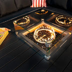 Rosen 11 Seater Rattan Garden Furniture Fire Pit Dining Corner Sofa Cube Set