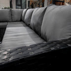 Rosen 11 Seater Rattan Garden Furniture Fire Pit Dining Corner Sofa Cube Set