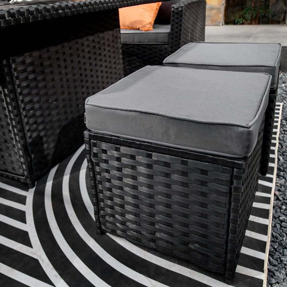 Rosen 11 Seater Rattan Garden Furniture Fire Pit Dining Corner Sofa Cube Set