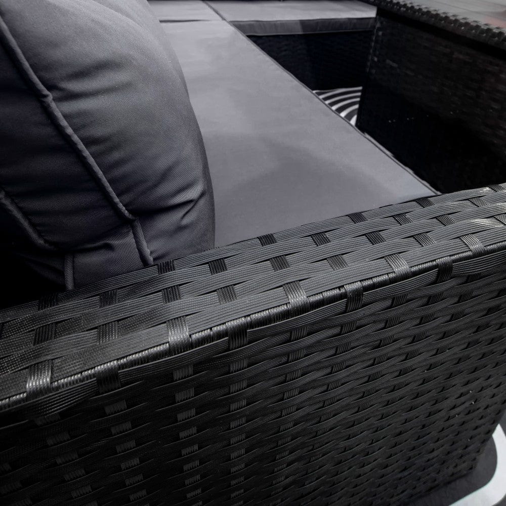 Rosen 11 Seater Rattan Garden Furniture Fire Pit Dining Corner Sofa Cube Set