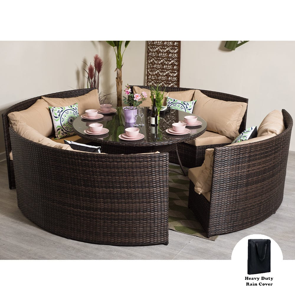 Rosen 8 Seater Round Rattan Garden Furniture Set