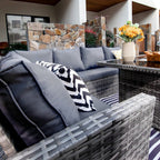 Rosen 9 Seater Fire Pit Rattan Garden Furniture Corner Dining Sofa Set