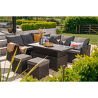 Rosen 9 Seater Rattan Garden Dining Set With Lift-Up Table And 3 Stools
