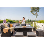 Rosen 9 Seater Rattan Garden Dining Set With Lift-Up Table And 3 Stools