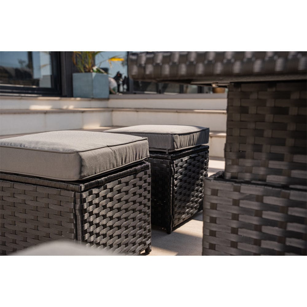 Rosen 9 Seater Rattan Garden Dining Set With Lift-Up Table And 3 Stools