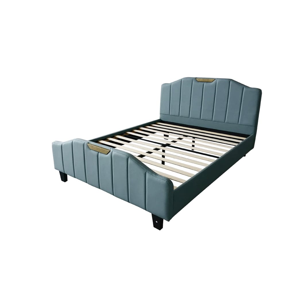 Retro PU Leather Upholstered Bed Frame Double Bed Frame