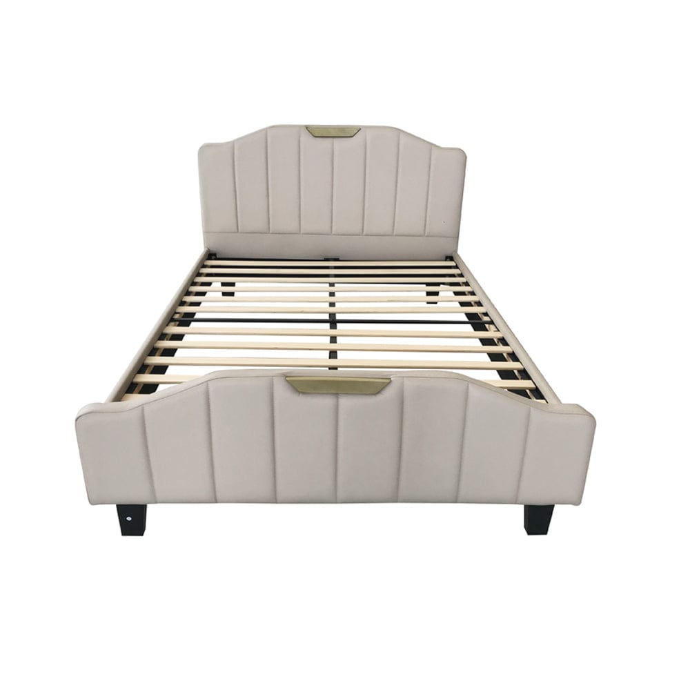 Retro PU Leather Upholstered Bed Frame Double Bed Frame
