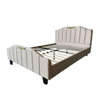 Retro PU Leather Upholstered Bed Frame Double Bed Frame