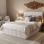 Velvet Upholstered Lift Up Ottoman Bed Frame with 3 Drawers Double Bed