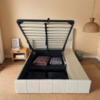 Velvet Upholstered Lift Up Ottoman Bed Frame with 3 Drawers Double Bed