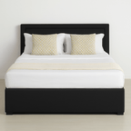 Modern White PU Bed Frame with 4 Drawers Storage and LED Light Head Board and Charging Ports