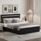 Modern White PU Bed Frame with 4 Drawers Storage and LED Light Head Board and Charging Ports