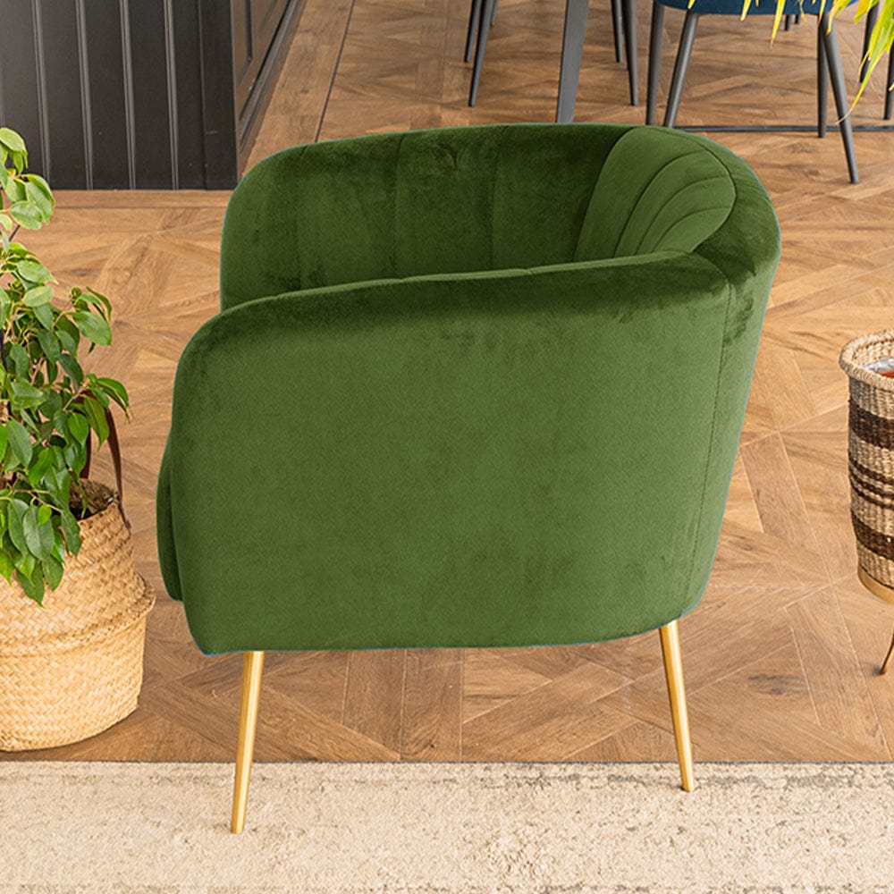 Russell Velvet Armchair In Moss Green