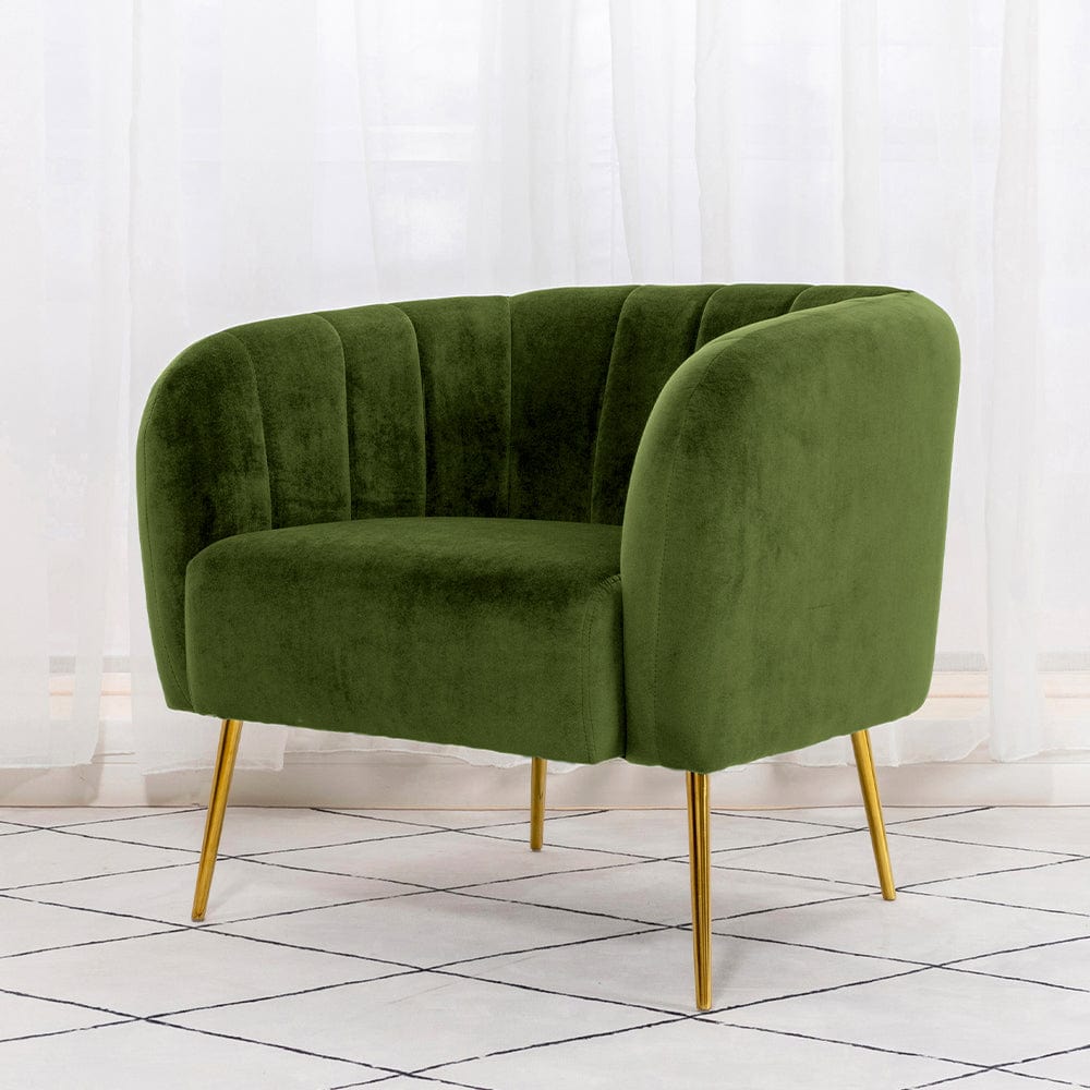Russell Velvet Armchair In Moss Green