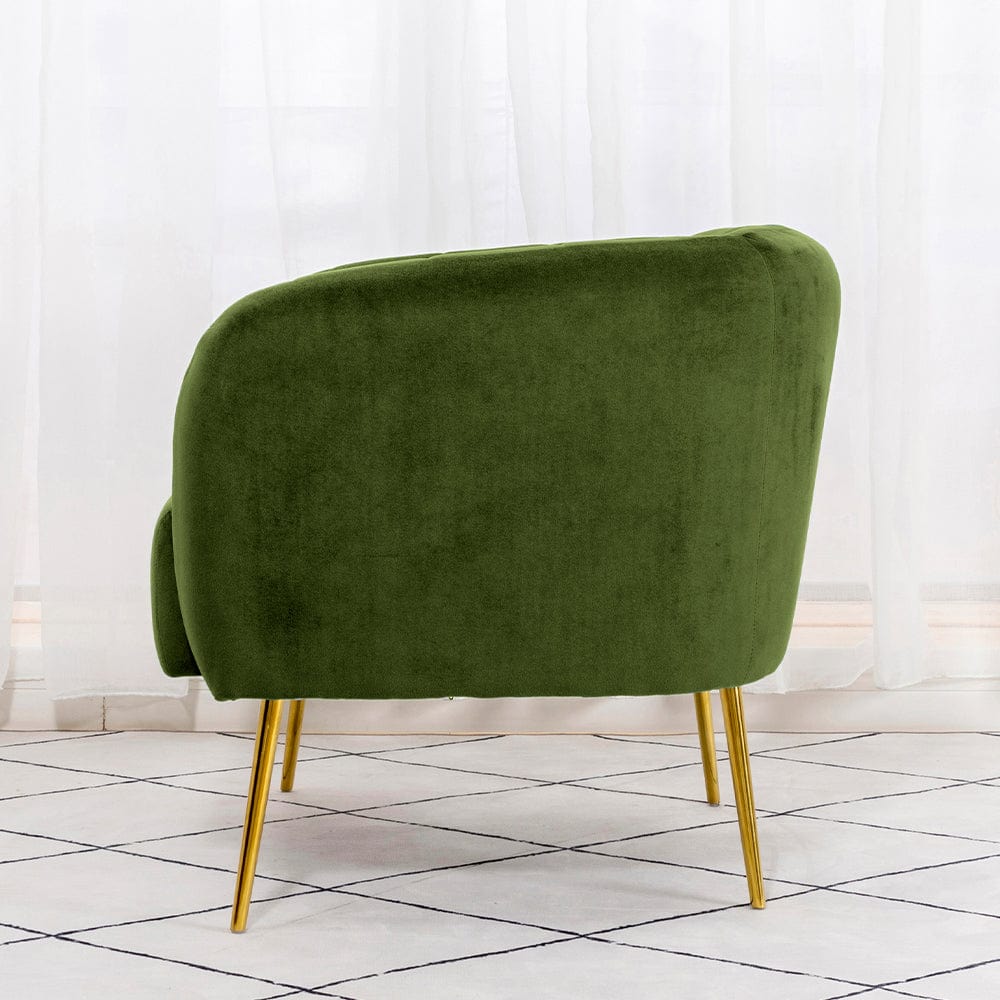 Russell Velvet Armchair In Moss Green
