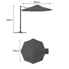 Roma 3M Solar LED Cantilever Parasol
