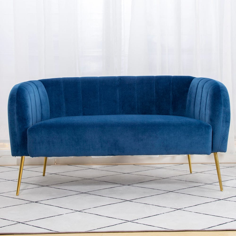 Russell Velvet Two Seater Sofa In Blue