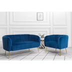 Russell Velvet Two Seater Sofa In Blue