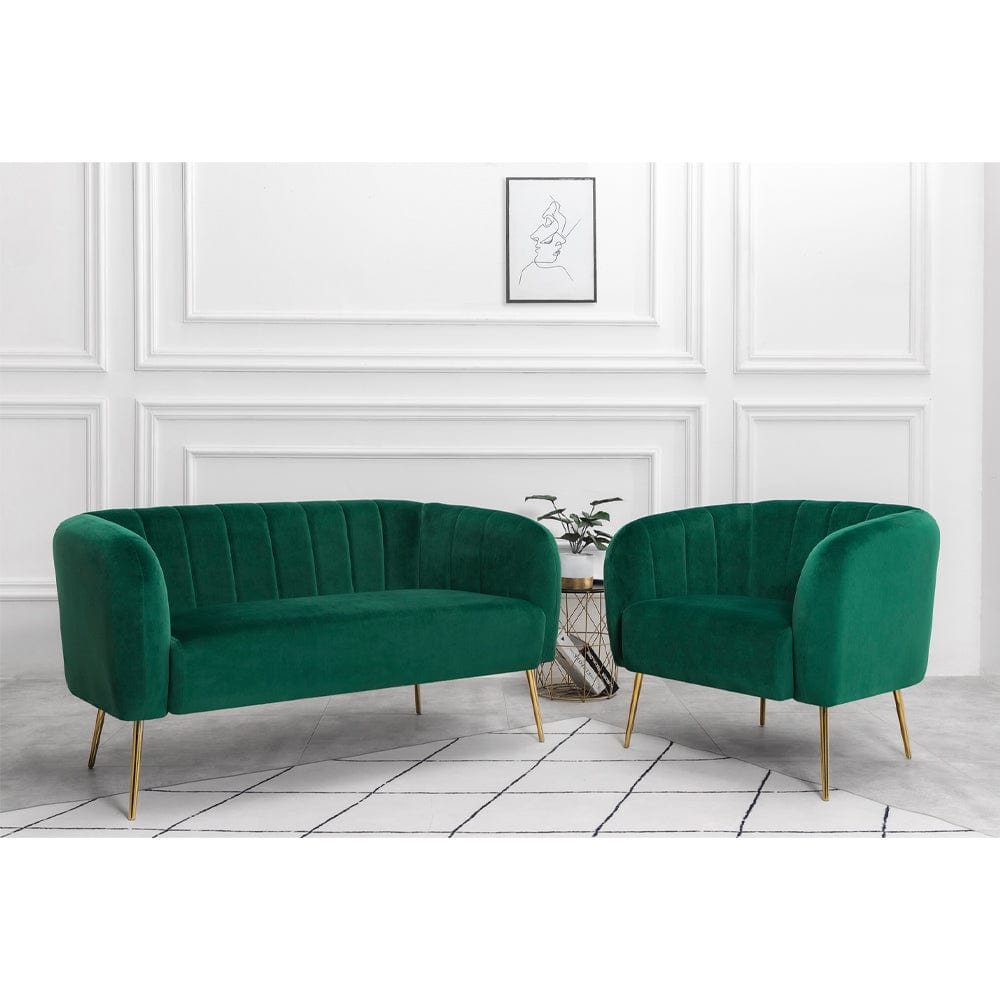 Russell Velvet Two Seater Sofa In Green